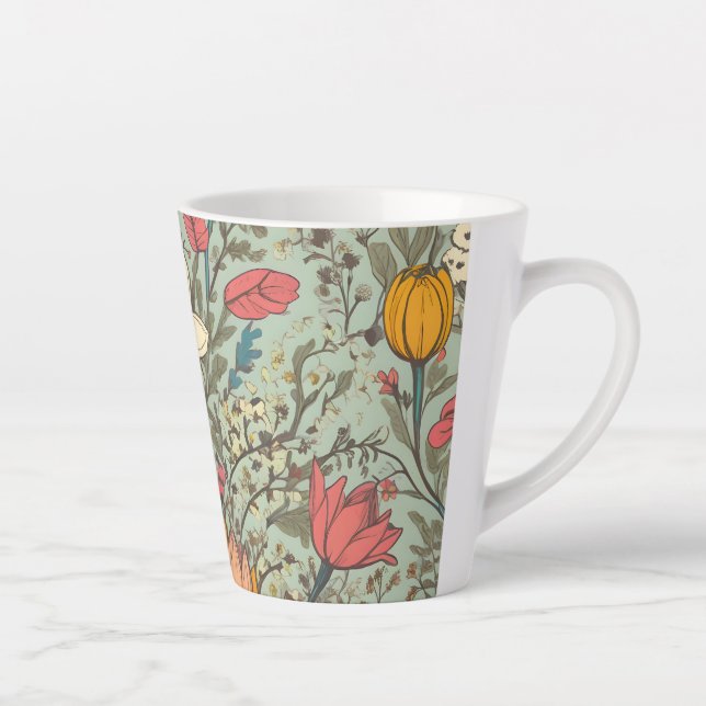 Caneca De Café Latte Padrão de primavera (Direita)