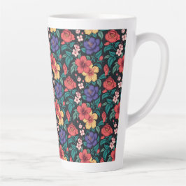 Caneca De Café Latte Padrão de repetição de flor silvestre