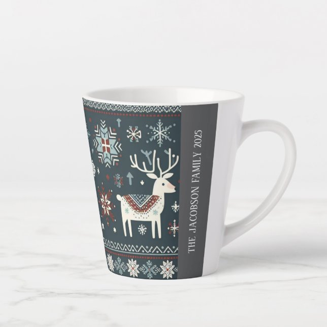 Caneca De Café Latte Padrão de Retrô Nórdico (Direita)