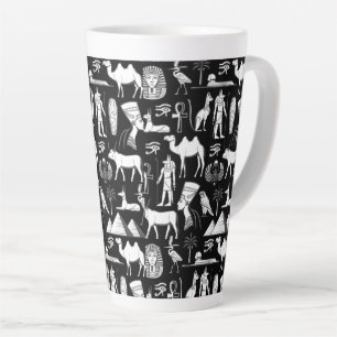 Caneca De Café Latte Padrão de Símbolo Hieroglífico do Antigo Egito