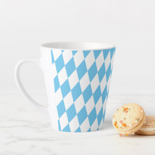 Caneca De Café Latte Padrão de Sinalizador Rhombus da Baviera Azul e Br
