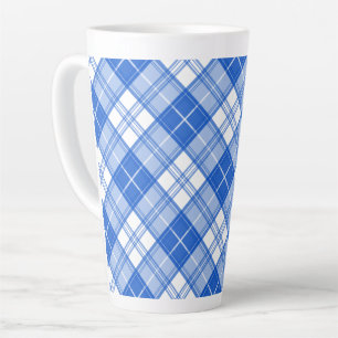 Caneca De Café Latte Padrão de Tartan Branco Azul Escuro yxm0uat9 na di