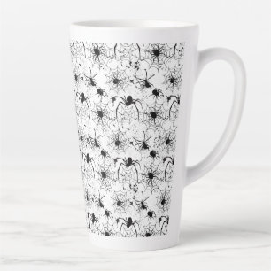 Caneca De Café Latte Padrão de Teia de Aranha de Halloween