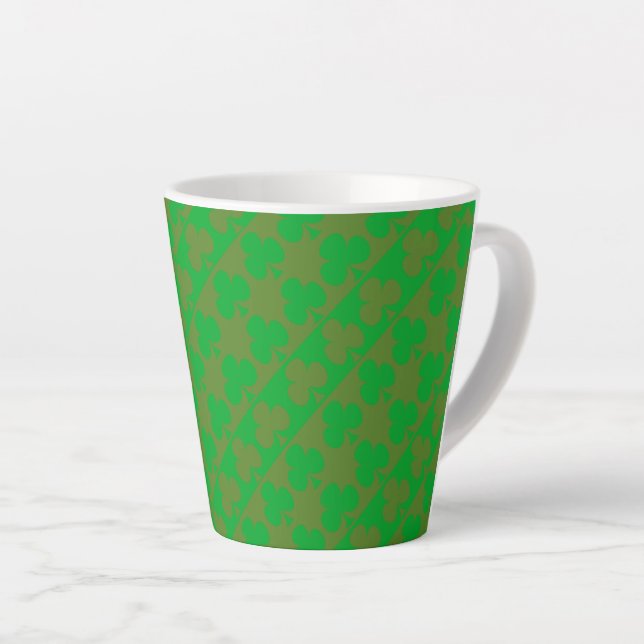 Caneca De Café Latte Padrão de Trevo (Ângulo direito)