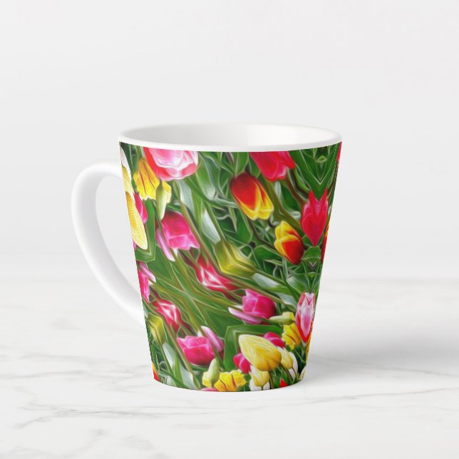 Caneca De Café Latte Padrão de tulipa cúbica (Ângulo esquerdo)