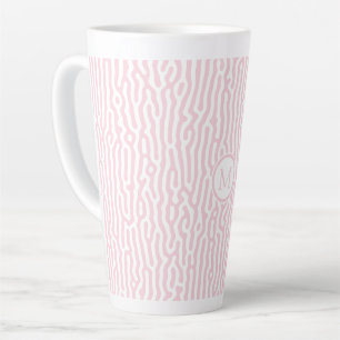 Caneca De Café Latte Padrão de Turing rosa e branca