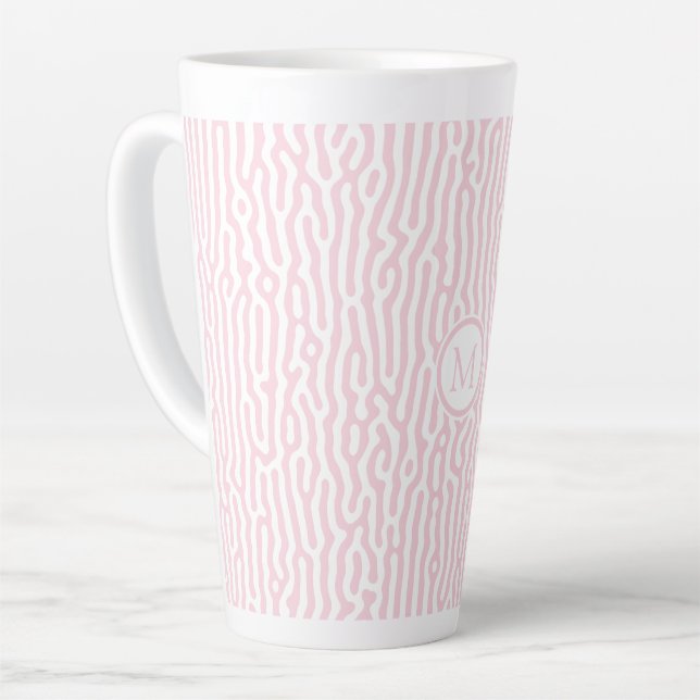 Caneca De Café Latte Padrão de Turing rosa e branca (Ângulo esquerdo)