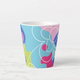Caneca De Café Latte Padrão de vetor de tendência de uma flor de verão