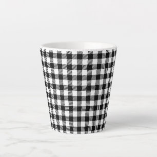 Caneca De Café Latte Padrão de Xadrez Búfalo Monocromático Simples