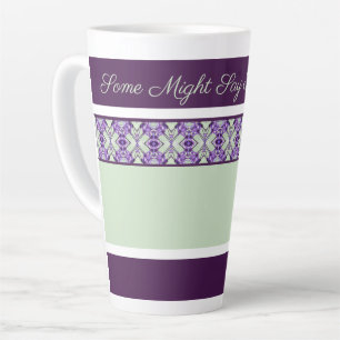 Caneca De Café Latte Padrão Decorativo Com Verde Mint E Púrpura