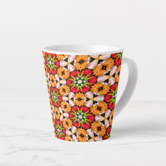 Caneca De Café Latte Padrão do Buquê Tulips (Ângulo direito)