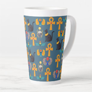 Caneca De Café Latte Padrão do Egito Antigo, papel digital Hieróglifos