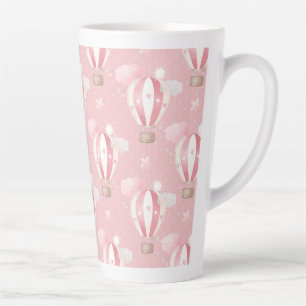 Caneca De Café Latte Padrão dos balões cor-de-rosa