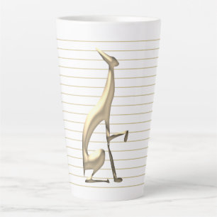 Caneca De Café Latte Padrão Dourado de Stripe de Cachorro Elegante