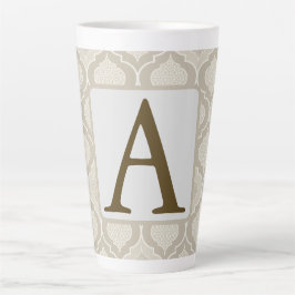 Caneca De Café Latte Padrão Elegante de Trellis marroquina em tons neut