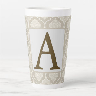 Caneca De Café Latte Padrão Elegante de Trellis marroquina em tons neut