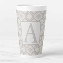 Caneca De Café Latte Padrão Elegante de Trellis marroquina em tons neut