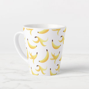 Caneca De Café Latte Padrão Engraçado de Banana Amarela Retro Festa Edi