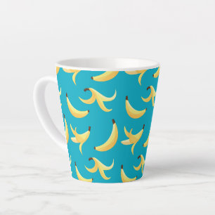 Caneca De Café Latte Padrão Engraçado de Banana Amarela Retro para Fest