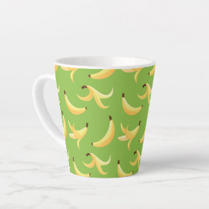 Caneca De Café Latte Padrão Engraçado de Banana Amarela Retro para Fest