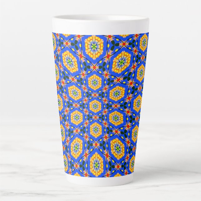 Caneca De Café Latte Padrão estético floral (Frente)