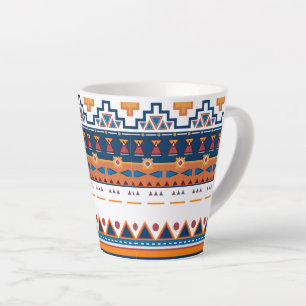 Caneca De Café Latte Padrão Étnico