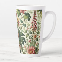 Caneca De Café Latte Padrão Floral Botânico Sem Costura