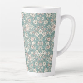 Caneca De Café Latte Padrão Floral De Luz