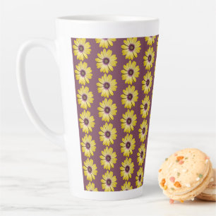 Caneca De Café Latte Padrão Floral de Margarida Africana Amarela no Rox