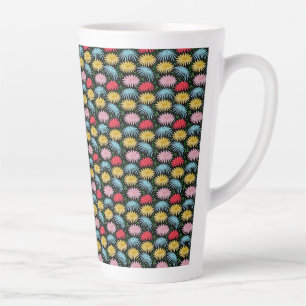 Caneca De Café Latte Padrão Floral de Margarida Retro Colorido Capricho