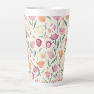 Caneca De Café Latte Padrão Floral Delight