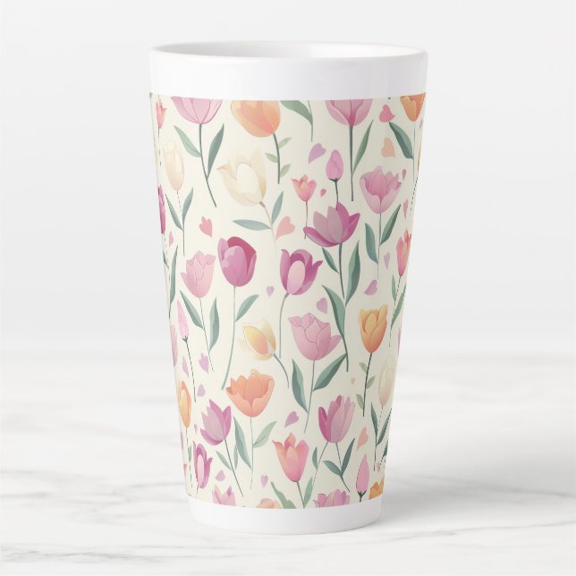 Caneca De Café Latte Padrão Floral Delight (Frente)
