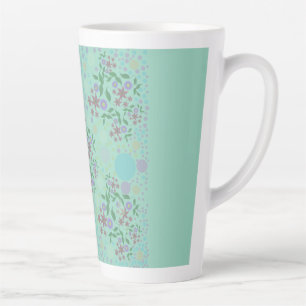 Caneca De Café Latte Padrão Floral e de Videira Customizado Fofo Kidcor