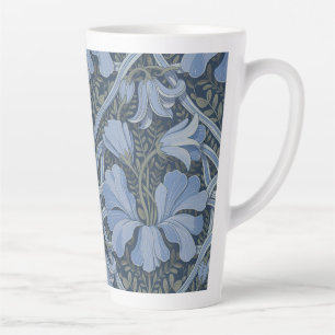 Caneca De Café Latte Padrão Floral Elegante em Aquarela Azul