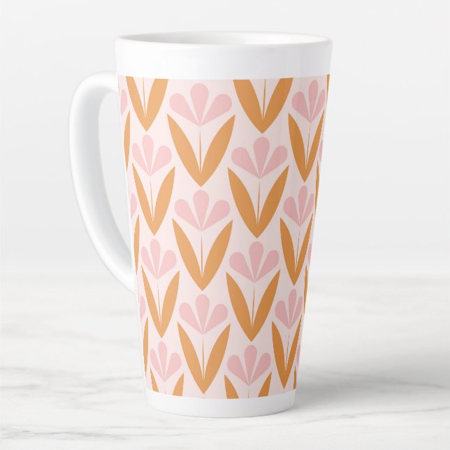 Caneca De Café Latte Padrão floral escente escandinavo,estilo retrô,cen (Ângulo esquerdo)
