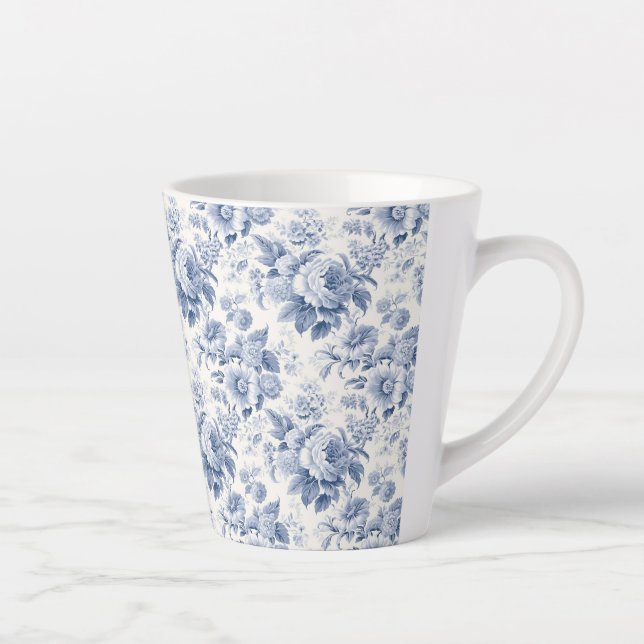Caneca De Café Latte padrão floral francês (Direita)