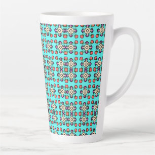 Caneca De Café Latte Padrão Floral Mandala Sem Costura