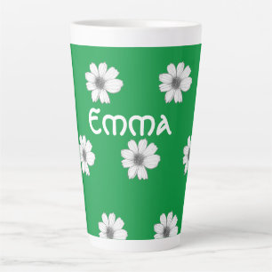 Caneca De Café Latte Padrão floral Nome verde irlandês