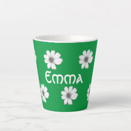 Caneca De Café Latte Padrão floral Nome verde irlandês
