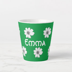 Caneca De Café Latte Padrão floral Nome verde irlandês