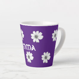 Caneca De Café Latte Padrão floral púrpura