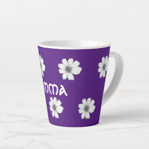 Caneca De Café Latte Padrão floral púrpura