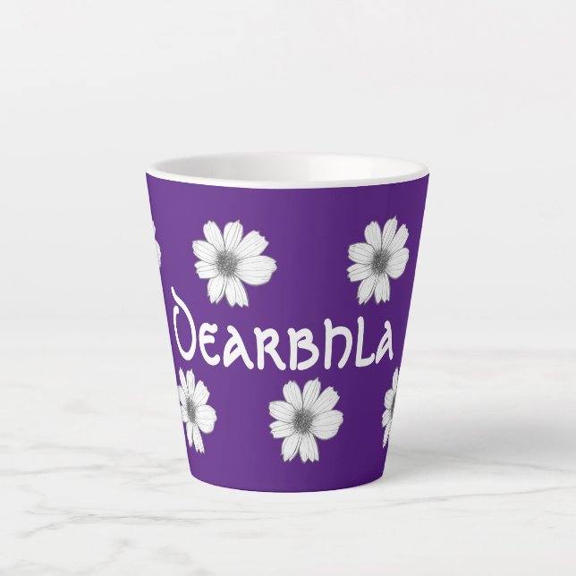 Caneca De Café Latte Padrão floral púrpura (Frente)