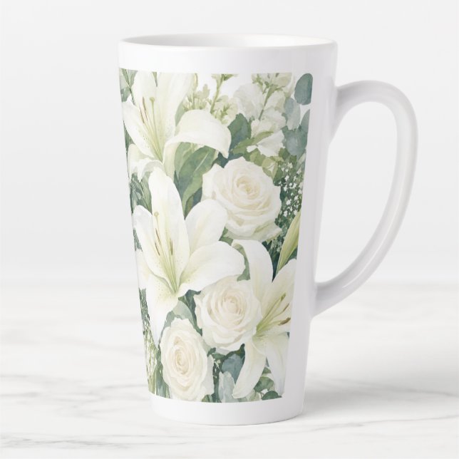 Caneca De Café Latte padrão floral rosas (Direita)