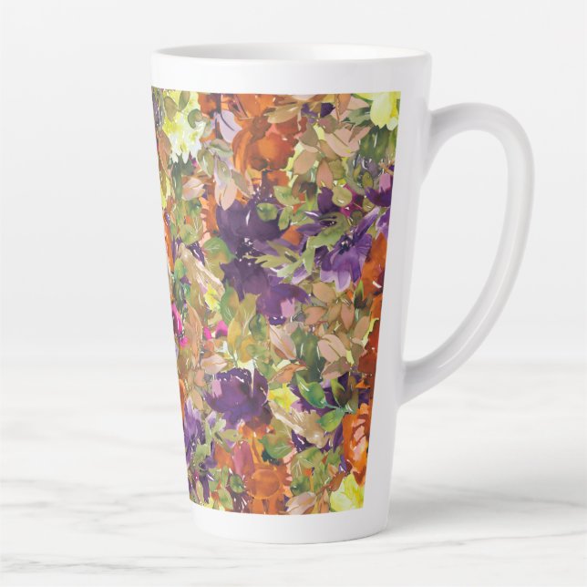 Caneca De Café Latte Padrão Floral Rustic Chic Fall (Direita)