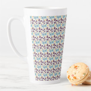 Caneca De Café Latte Padrão Floral Sem Costura   Estilo Vintage