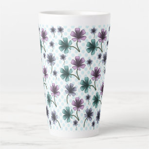 Caneca De Café Latte Padrão Floral Soft Cottagecore Estética Pastel