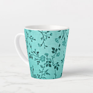 Caneca De Café Latte Padrão floral turquesa