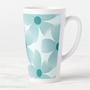 Caneca De Café Latte Padrão floral verde.
