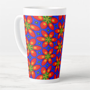 Caneca De Café Latte Padrão Floral Vermelho Cinto